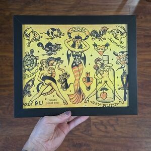 NWT, Framed American Traditional Tattoo Style Flash Art Print